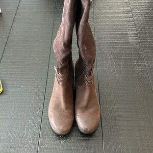 UGG Australia Lesley Brown Waterproof Suede Wedge Knee High Boot size 10